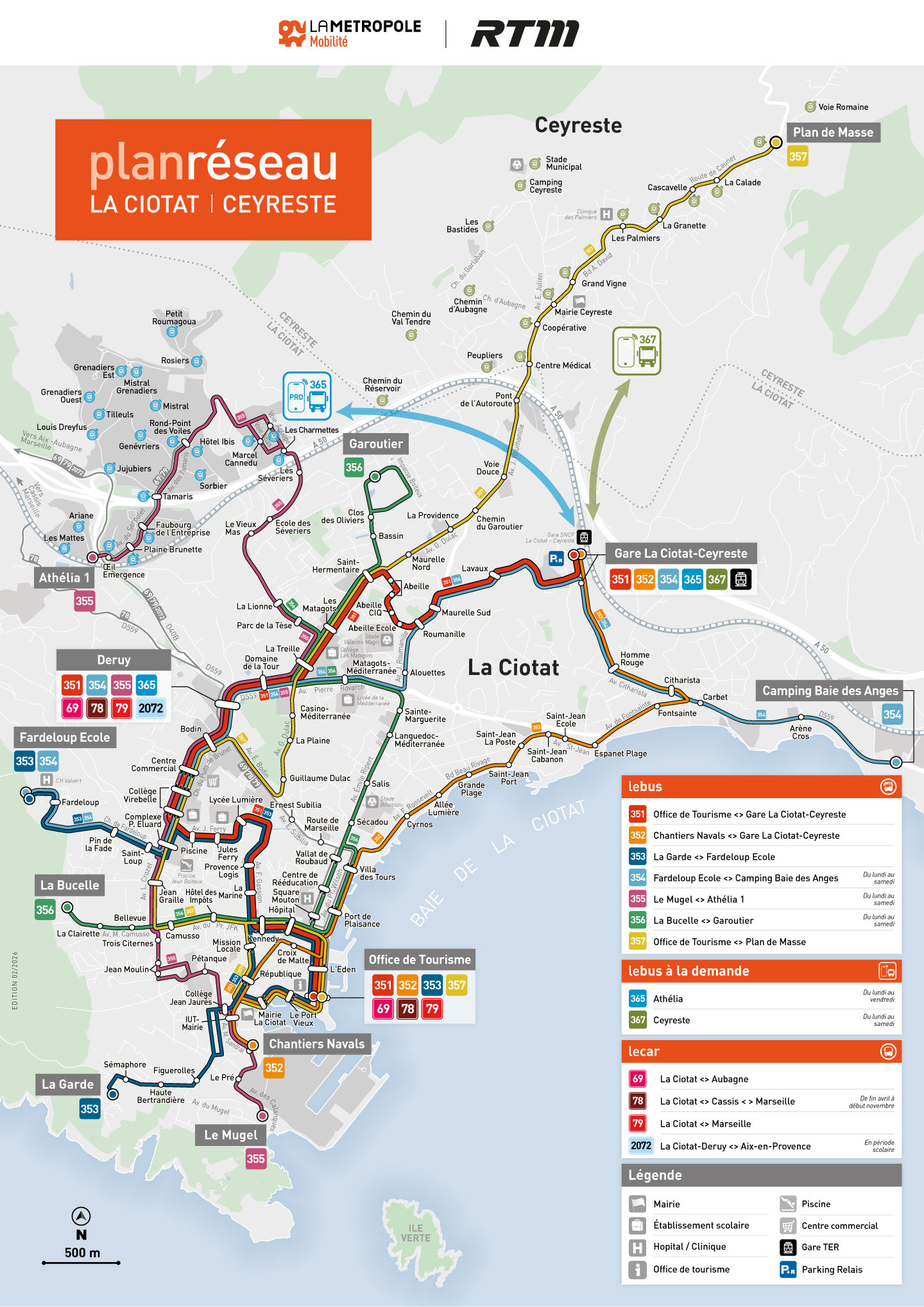 Plan du nouveau réseau de transport de La Ciotat et Ceyreste